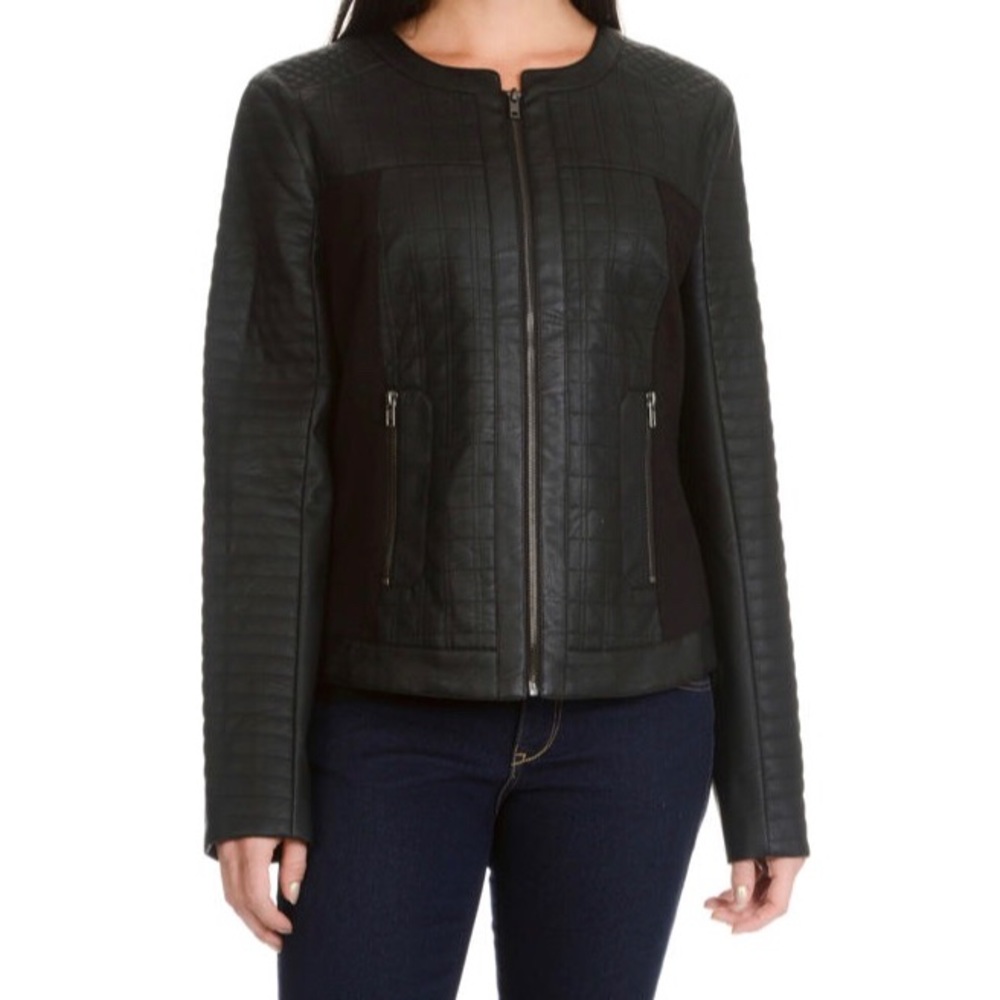 Larry Levine Black quilted leather jacket